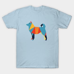 Geometric Colorful Dog Abstract Retro Design Abstract Animal T-Shirt